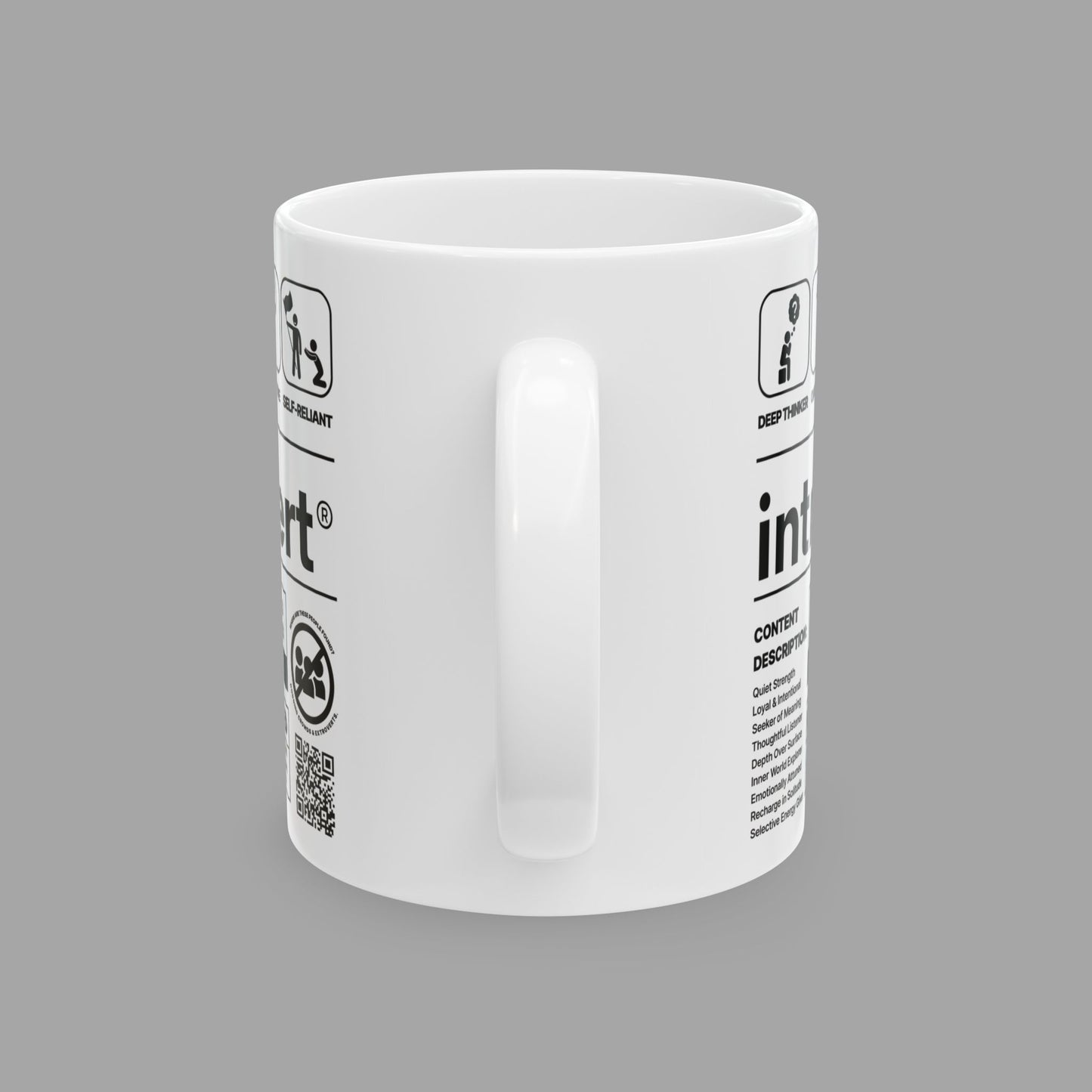 Introvert Ceramic Mug – 11oz White Coffee Cup from The Label Collection™ Back