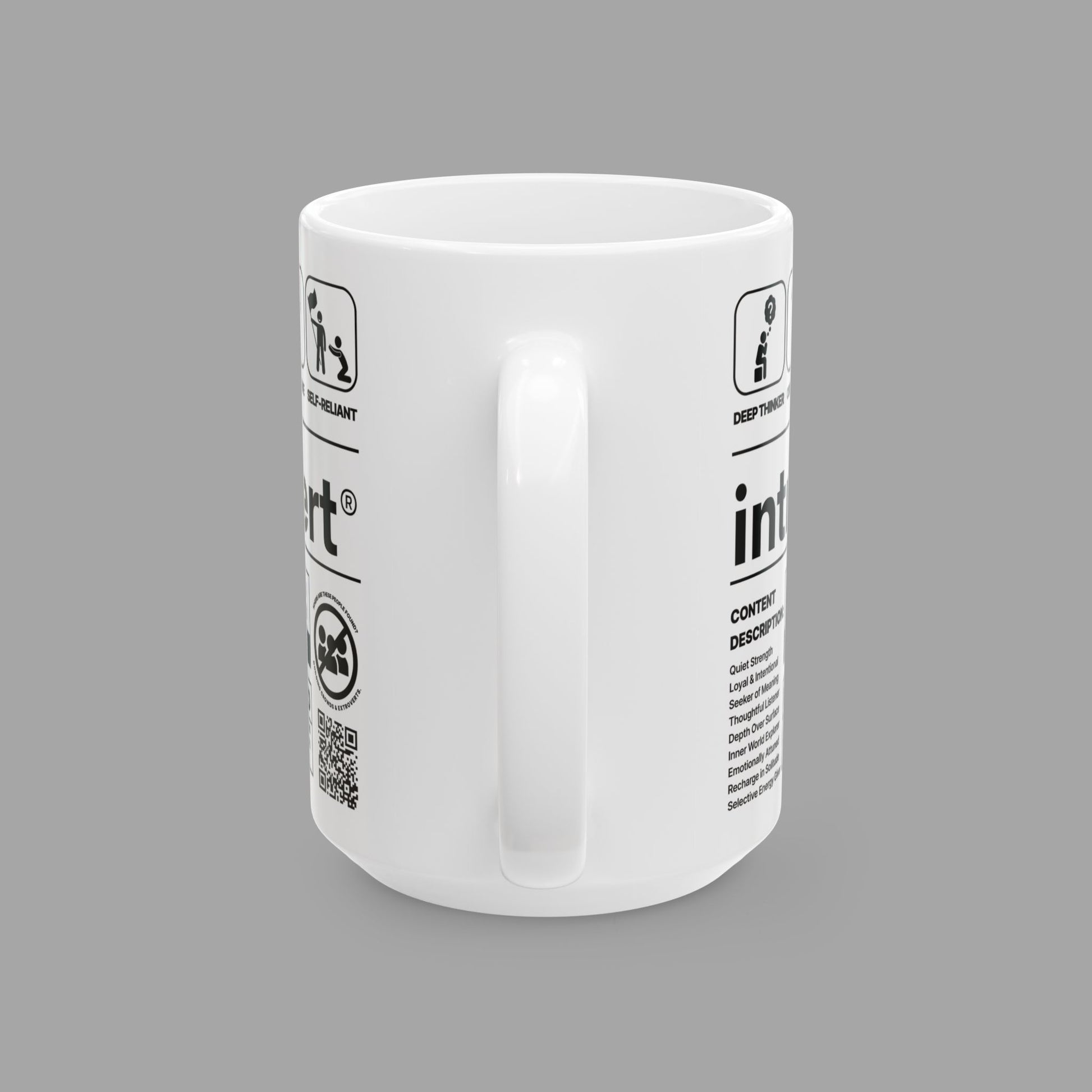 Introvert Ceramic Mug – 15oz White Coffee Cup from The Label Collection™ Back