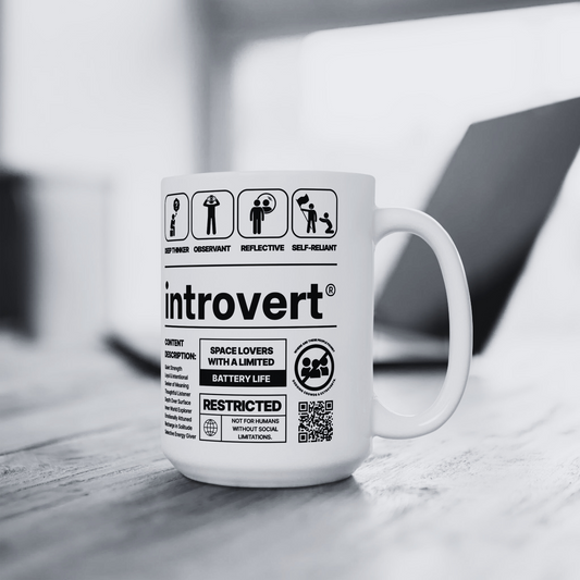 Introvert Ceramic Mug – 15oz White Coffee Cup from The Label Collection™